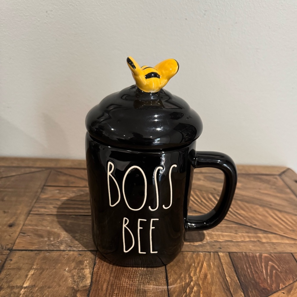 RAE DUNN Boss Bee Mug Black Tea Cup Topper Lid - Picture 7 of 7